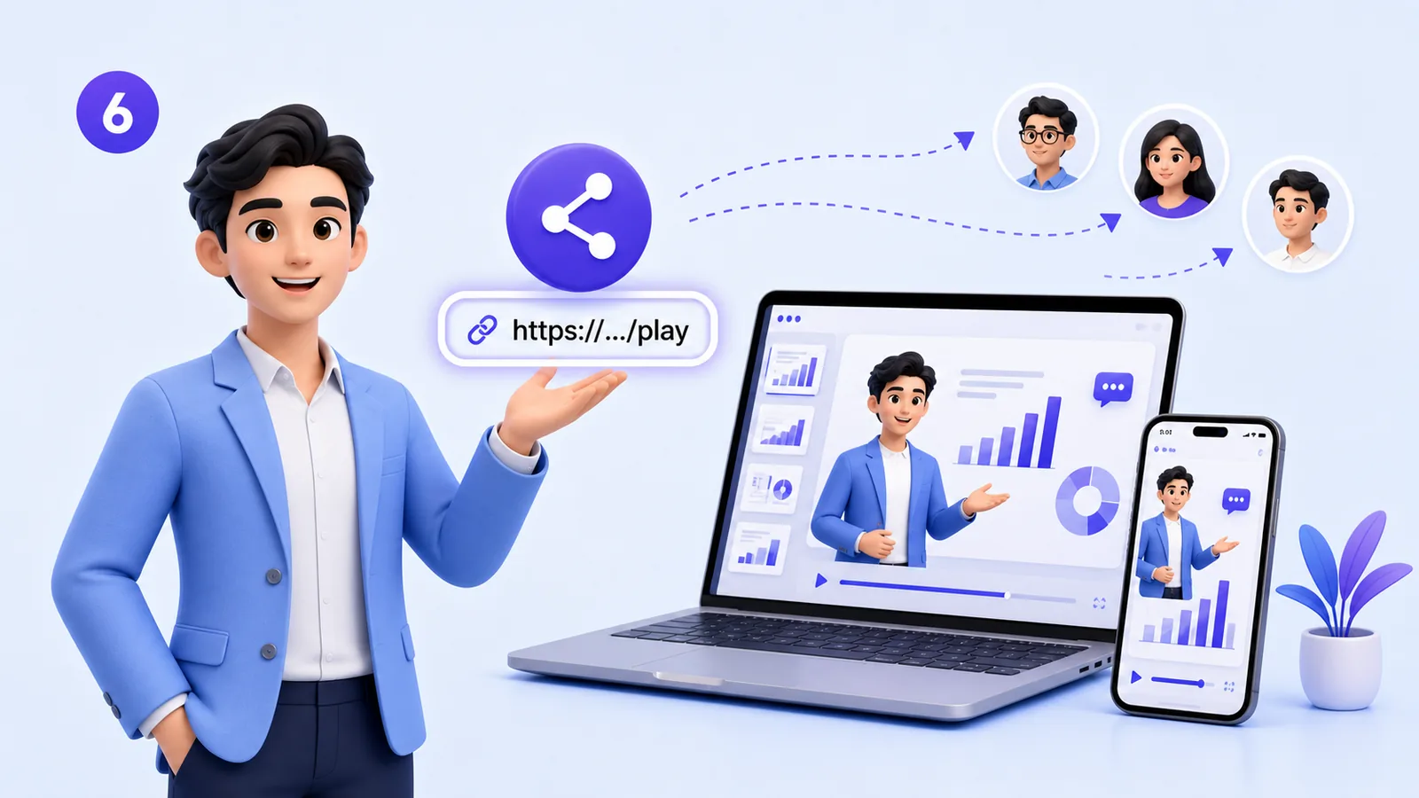 Publish and share a 3D AI presentation playback link